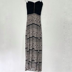 ✨ Windsor Lovely Day Geometric Lace Strapless Maxi Dress Black/Beige Size Small